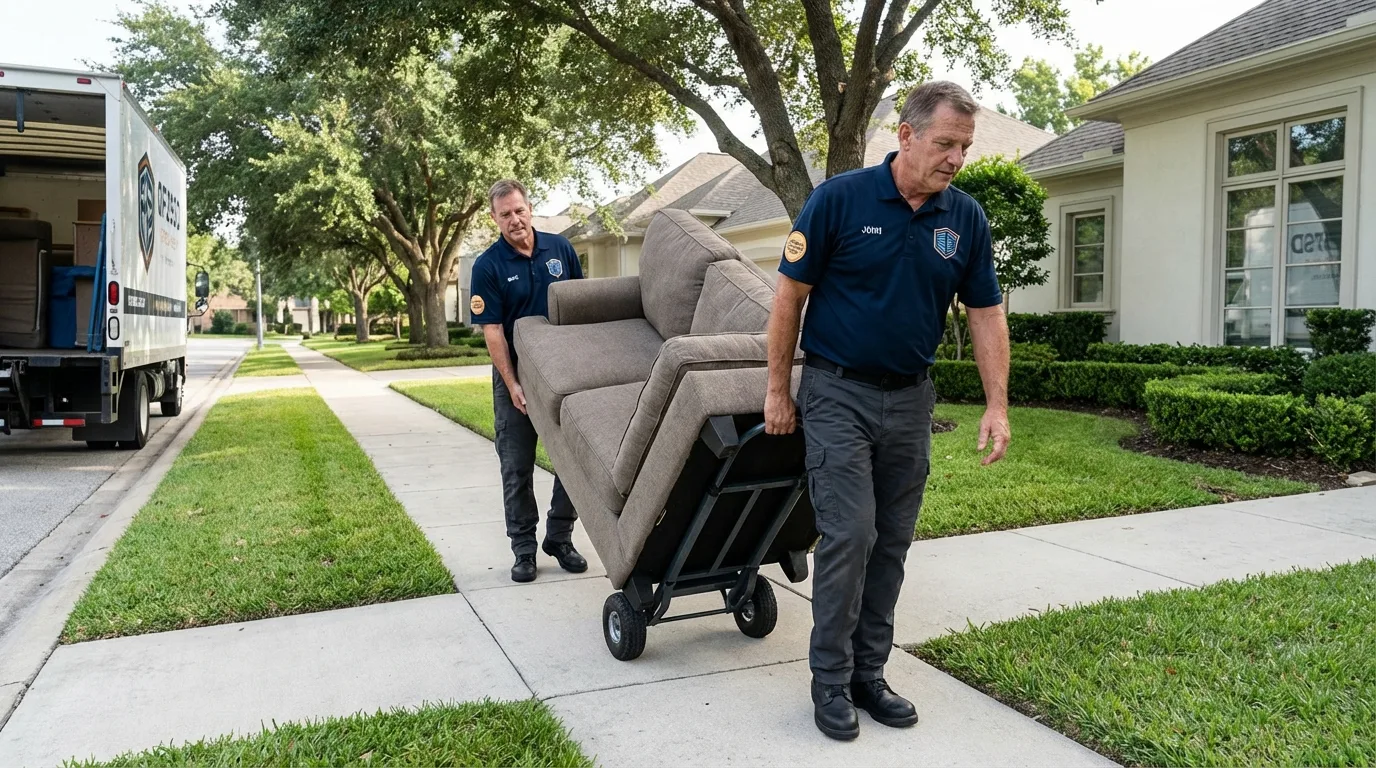 Local residential moving crew loading furniture in Whitmore Lake, MI